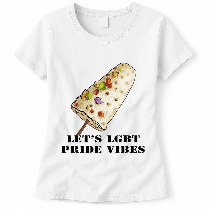 LetS Lgbt Pride Vibes Retro 70s Style Ice Creams Womens T-Shirt