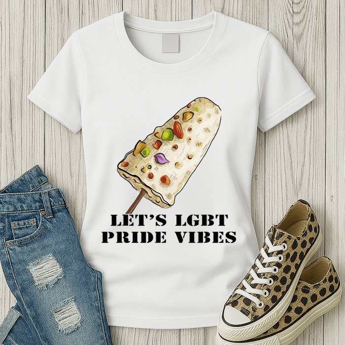 LetS Lgbt Pride Vibes Retro 70s Style Ice Creams Womens T-Shirt