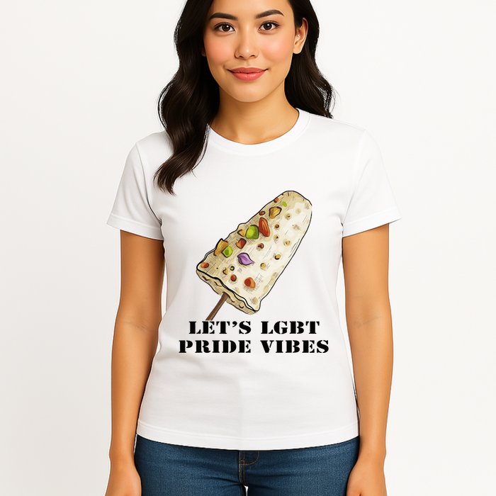LetS Lgbt Pride Vibes Retro 70s Style Ice Creams Womens T-Shirt