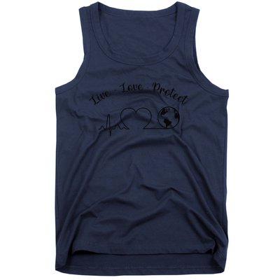 Live Love Protect Heartbeat Planet Globe Earth Day April 22 Tank Top