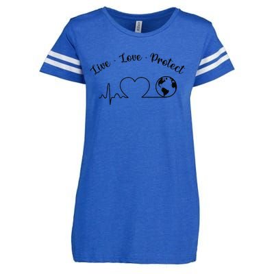 Live Love Protect Heartbeat Planet Globe Earth Day April 22 Enza Ladies Jersey Football T-Shirt