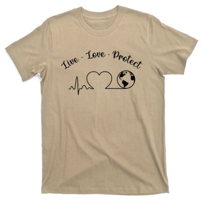 Live Love Protect Heartbeat Planet Globe Earth Day April 22 T-Shirt