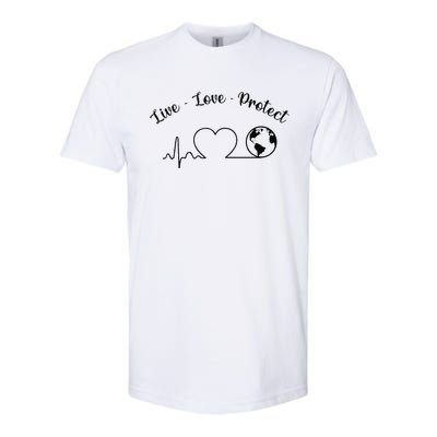 Live Love Protect Heartbeat Planet Globe Earth Day April 22 Softstyle CVC T-Shirt