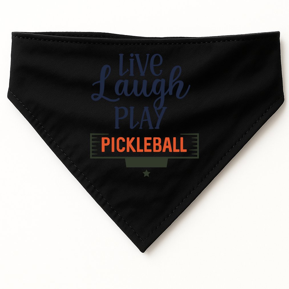 Live Laugh Play Pickleball Gift For Pickleball Fan Sport USA-Made Doggie Bandana