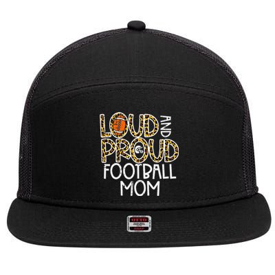 Leopard Loud & Proud American Football Mom Family 7 Panel Mesh Trucker Snapback Hat