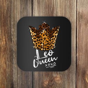 Leopard Leo Queen Zodiac Sign With Leopard Pattern Crown Coaster