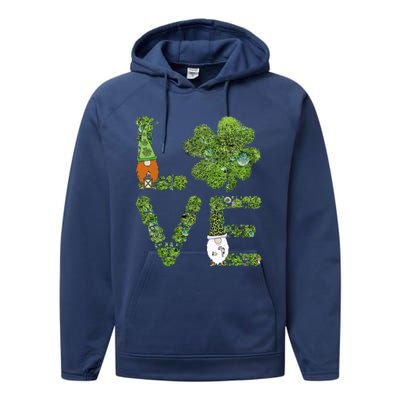 Love Leprechauns Quatrefoil Clover Shamrock St Patricks Day Gift Performance Fleece Hoodie