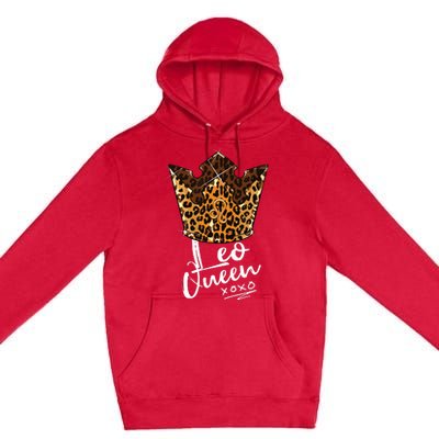 Leopard Leo Queen Zodiac Sign With Leopard Pattern Crown Premium Pullover Hoodie