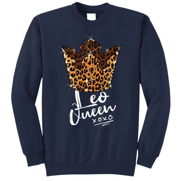 Leopard Leo Queen Zodiac Sign With Leopard Pattern Crown Tall Sweatshirt