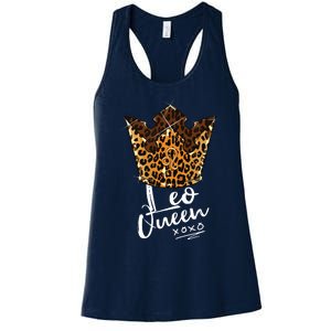 Leopard Leo Queen Zodiac Sign With Leopard Pattern Crown Women's Racerback Tank