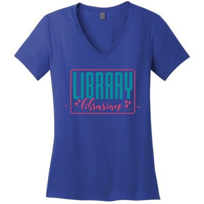 Library Librarian Reading Books And Bookworm Library Day Great Gift Women's V-Neck T-Shirt