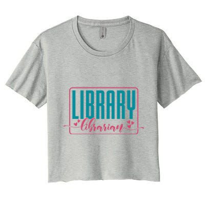 Library Librarian Reading Books And Bookworm Library Day Great Gift Women's Crop Top Tee