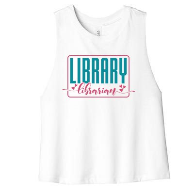 Library Librarian Reading Books And Bookworm Library Day Great Gift Women's Racerback Cropped Tank