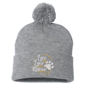 Live Love Rescue Dog Lover Adopt A Dog Adoption Pom Pom 12in Knit Beanie