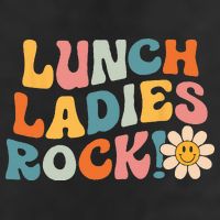 Lunch Ladies Rock! Retro Lunch Ladies Squad Cafeteria Crew 7 Panel Mesh Trucker Snapback Hat