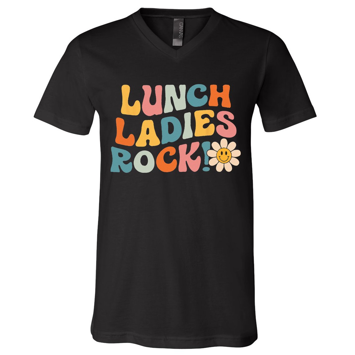 Lunch Ladies Rock! Retro Lunch Ladies Squad Cafeteria Crew V-Neck T-Shirt