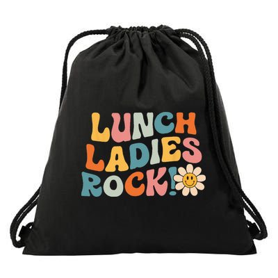 Lunch Ladies Rock! Retro Lunch Ladies Squad Cafeteria Crew Drawstring Bag
