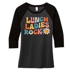 Lunch Ladies Rock! Retro Lunch Ladies Squad Cafeteria Crew Women's Tri-Blend 3/4-Sleeve Raglan Shirt