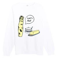 Lefse LetS Roll Norwegian Midwest Gifts Lefse Making Premium Crewneck Sweatshirt