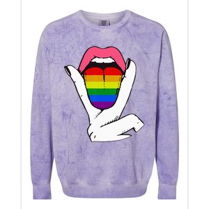 LGBT Lesbian Rainbow Pride Flag Tongue Gay Bisexual Love Colorblast Crewneck Sweatshirt