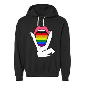 LGBT Lesbian Rainbow Pride Flag Tongue Gay Bisexual Love Garment-Dyed Fleece Hoodie