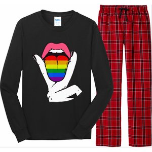 LGBT Lesbian Rainbow Pride Flag Tongue Gay Bisexual Love Long Sleeve Pajama Set