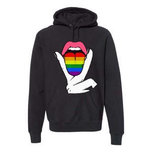 LGBT Lesbian Rainbow Pride Flag Tongue Gay Bisexual Love Premium Hoodie