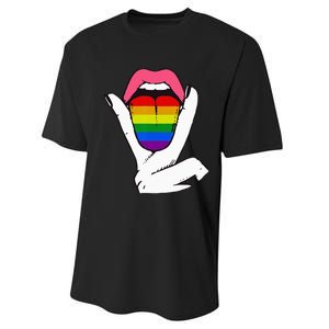 LGBT Lesbian Rainbow Pride Flag Tongue Gay Bisexual Love Performance Sprint T-Shirt