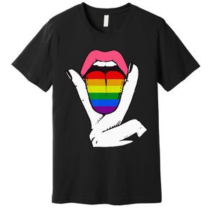 LGBT Lesbian Rainbow Pride Flag Tongue Gay Bisexual Love Premium T-Shirt