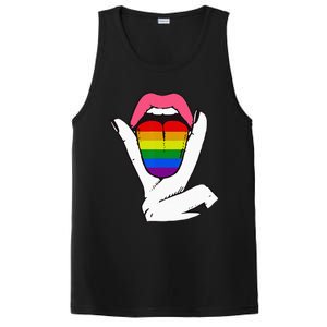 LGBT Lesbian Rainbow Pride Flag Tongue Gay Bisexual Love PosiCharge Competitor Tank