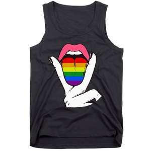 LGBT Lesbian Rainbow Pride Flag Tongue Gay Bisexual Love Tank Top