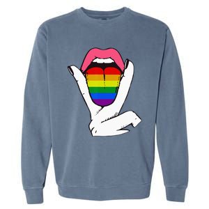 LGBT Lesbian Rainbow Pride Flag Tongue Gay Bisexual Love Garment-Dyed Sweatshirt