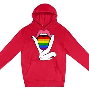 LGBT Lesbian Rainbow Pride Flag Tongue Gay Bisexual Love Premium Pullover Hoodie