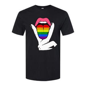 LGBT Lesbian Rainbow Pride Flag Tongue Gay Bisexual Love Softstyle CVC T-Shirt