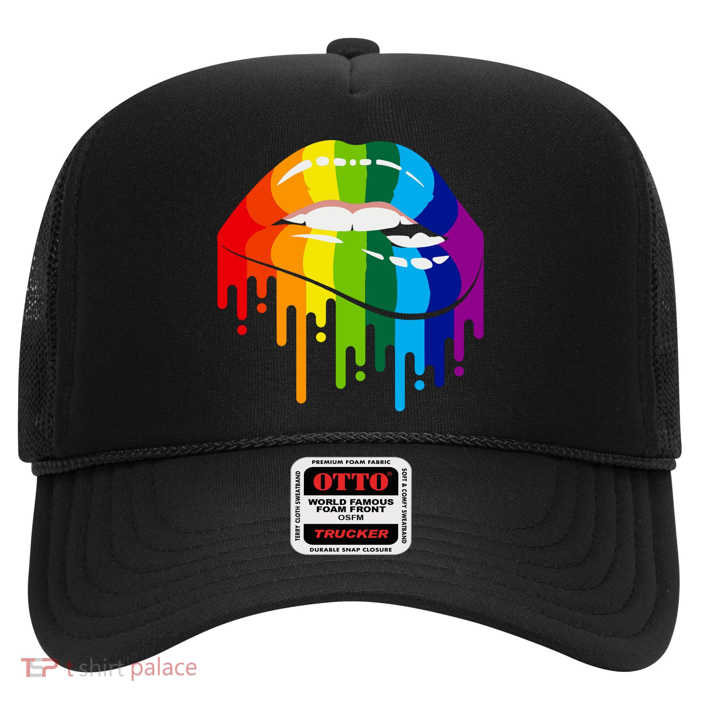 LGBTQ Lips Rainbow Flag Gay Pride Trucker Hat