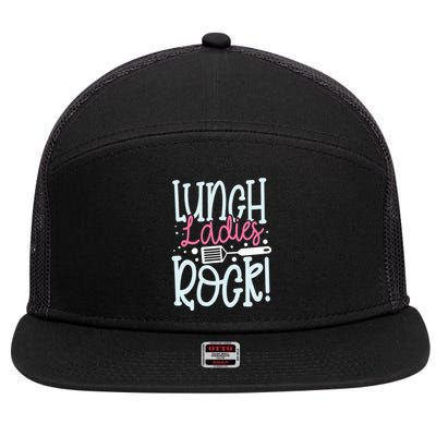 Lunch Ladies Rock Lady Squad School Woman Cafeteria Worker 7 Panel Mesh Trucker Snapback Hat