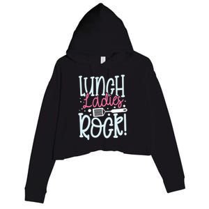 Lunch Ladies Rock Lady Squad School Woman Cafeteria Worker Crop Fleece Hoodie