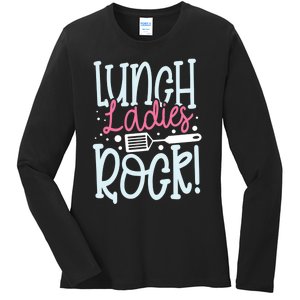 Lunch Ladies Rock Lady Squad School Woman Cafeteria Worker Ladies Long Sleeve Shirt