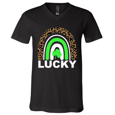 Lucky Leopard Rainbow V-Neck T-Shirt