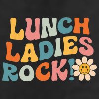 Lunch Ladies Rock! Retro Lunch Ladies Squad Cafeteria Crew 7 Panel Mesh Trucker Snapback Hat