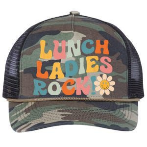 Lunch Ladies Rock! Retro Lunch Ladies Squad Cafeteria Crew Retro Rope Trucker Hat Cap