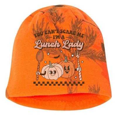 Lunch Lady Retro Fall Pumpkin Pie Halloween School Cafeteria Gift Kati - Camo Knit Beanie