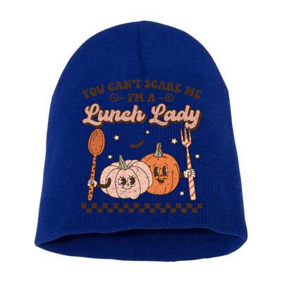 Lunch Lady Retro Fall Pumpkin Pie Halloween School Cafeteria Gift Short Acrylic Beanie