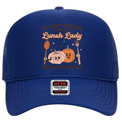 Lunch Lady Retro Fall Pumpkin Pie Halloween School Cafeteria Gift High Crown Mesh Back Trucker Hat