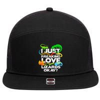 Lizard Lover Reptile Types Of Lizards Funny Lizard 7 Panel Mesh Trucker Snapback Hat