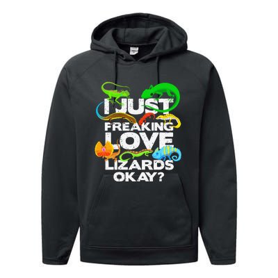 Lizard Lover Reptile Types Of Lizards Funny Lizard Performance Fleece Hoodie