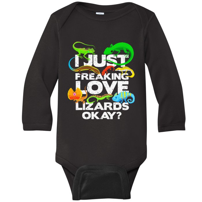 Lizard Lover Reptile Types Of Lizards Funny Lizard Baby Long Sleeve Bodysuit