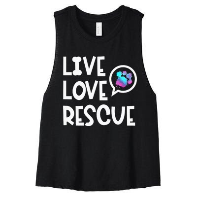 Live Love Rescue Animal Rights Animal Shelter Worker Women's Racerback Cropped Tank