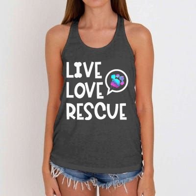 Live Love Rescue Animal Rights Animal Shelter Worker Women's Knotted Racerback Tank