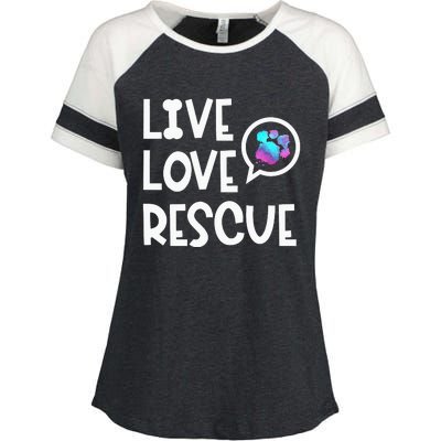 Live Love Rescue Animal Rights Animal Shelter Worker Enza Ladies Jersey Colorblock Tee